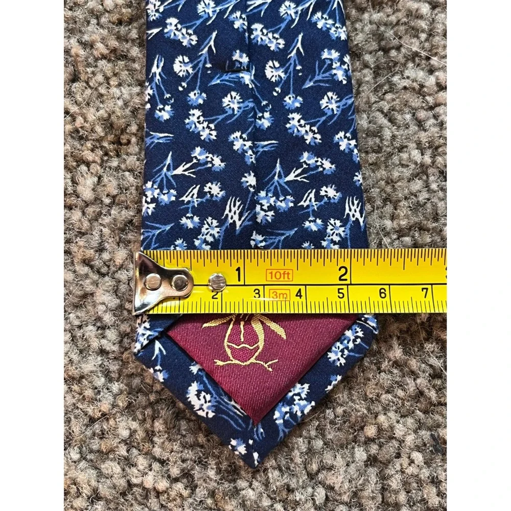 Original Penguin Mens Chambray Floral Skinny Tie Navy Blue White Cotton 003GC7